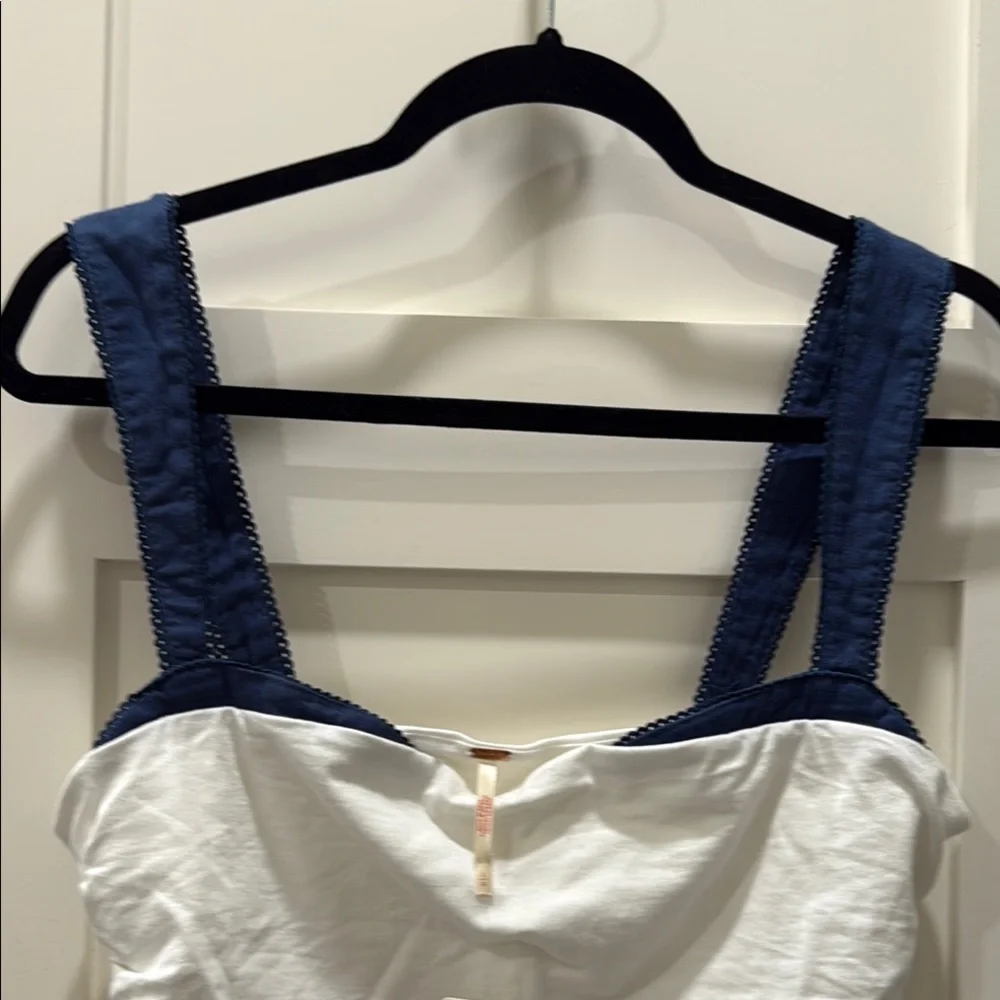 Free People White and Navy Tank TopFree People Bodega tube top - Picture 5 of 10